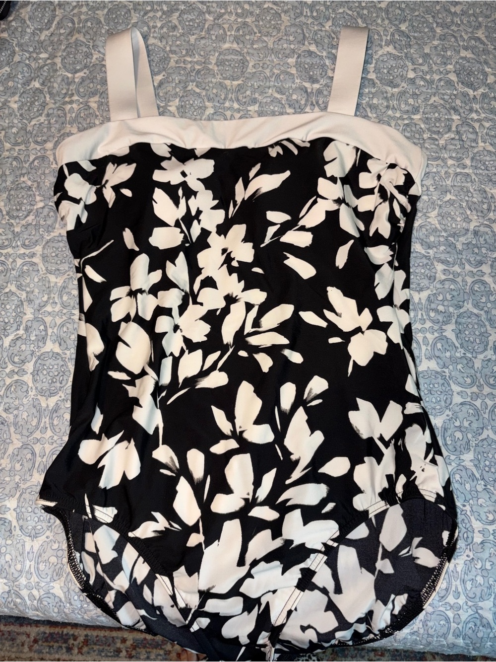 Miraclesuit Black and White Floral Bodysuit